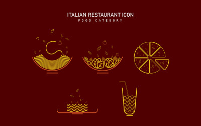 Italská restaurace ikona s funy ilustrace