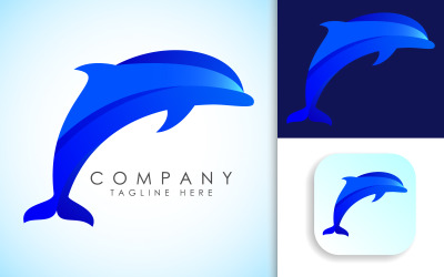 Logo sfumato del delfino moderno. Marchio del pesce