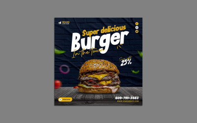 Modèle de publication sur les médias sociaux Fast Food Burger