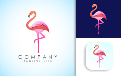 Modern Kleurrijk Flamingo Vogel Logo Ontwerp