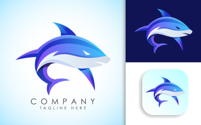 Nowoczesne logo gradientu rekina. Ryba Logo