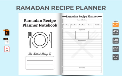 Ramadán Recept Notebook šablona vektor