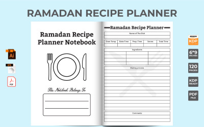 Ramadan-Rezept-Notizbuch-Schablonen-Vektor