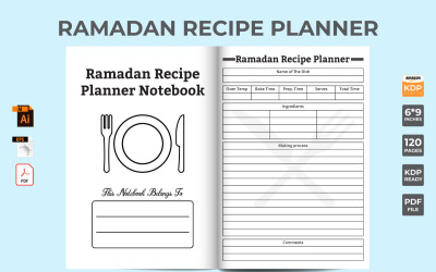 Vetor de modelo de caderno de receita do Ramadã