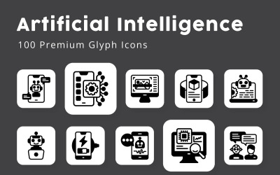 Icone del glifo di intelligenza artificiale