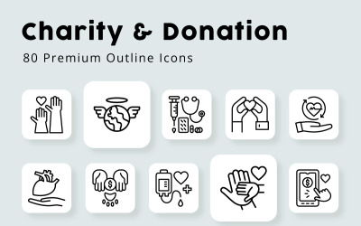 Charity and Donation Outline Icons
