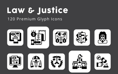 Glyph-Symbole für Recht und Gerechtigkeit