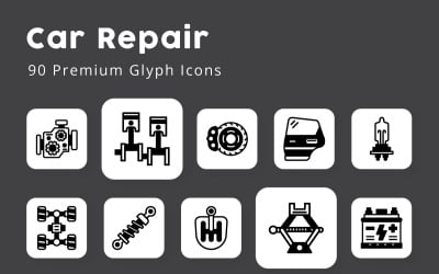 Iconos de glifos únicos de reparación de automóviles