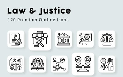 Law and Justice Outline Icons