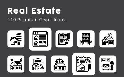 Real Estate jedinečné ikony glyfů