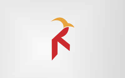 bird r letter line logo template
