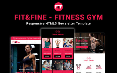 Fit&Fine – šablona newsletteru HTML5 reagující na fitness tělocvičnu