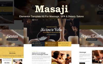 Masaji - Elementor-sjabloonkit voor massages, spa&amp;#39;s en schoonheidssalons