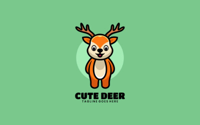 Niedlicher Hirsch-Maskottchen-Cartoon-Logo-Stil