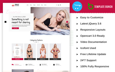 Snug Lingerie – адаптивна тема OpenCart для електронної комерції