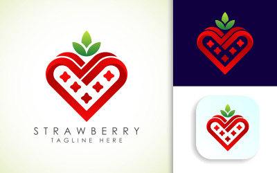 Aardbei Fruit Logo Vector Illustratie Sjabloon Pictogram Ontwerp.