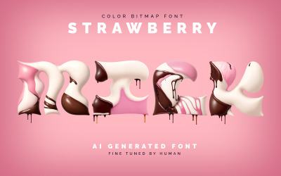 Aardbeienmelk - Kleur Bitmap Lettertype
