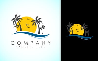 Design moderno del logo della spiaggia tropicale