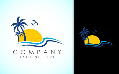 Diseño de logotipo de playa tropical