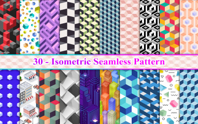 Isometric seamless Pattern, Geometric Seamless Pattern, 3D Pattern