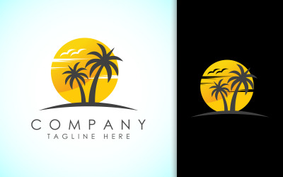 Modèle de conception de logo de plage tropicale