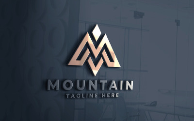 Modello di logo vettoriale della lettera M di montagna