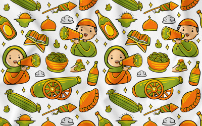 Ramadan Doodle bezešvé vzor #06