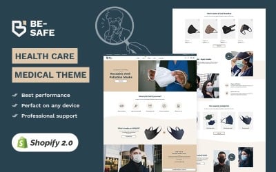 BE SAFE - Saúde e Medicina Tema responsivo multifuncional Shopify 2.0 de alto nível