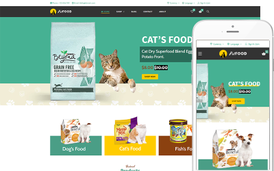 Корм для домашніх тварин - креативна тема для домашніх тварин і ветеринарів Тема WooCommerce