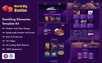 World Big Casino – Kit de modèles Elementor pour site de jeux d&amp;#39;argent