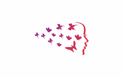 Abstracte vlinder vrouw logo sjabloon