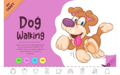 Cartoon Dog Walking. Clipart.