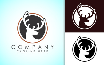 Design av jaktlogotyp. Hjorthuvud logotyp