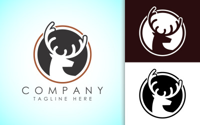 Design del logo di caccia. Logo della testa di cervo