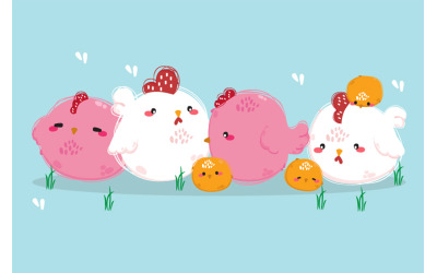 Hand Drawn Chicken Family Illustration