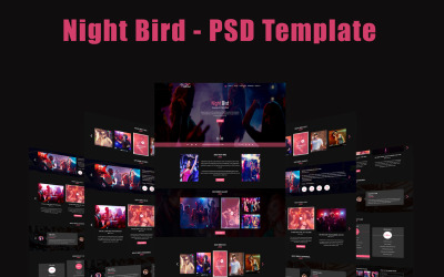 Night Bird - PSD-sjabloon voor de website van de nachtclub.