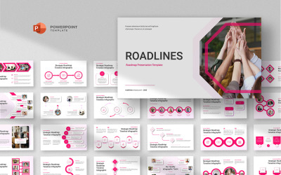 Roadlines - Modelo de PowerPoint de Roteiro de Projeto