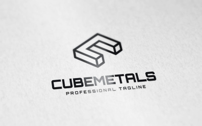 Logotipo de la letra C o logotipo de metal cúbico