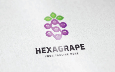 Шестиугольный логотип винограда или логотип винограда