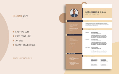 Современное и минимальное резюме или CV PSD шаблон