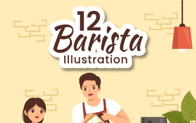 12 Barista Haciendo Café Ilustración