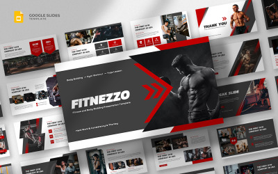 Fitnezzo — szablon prezentacji Google dotyczący fitnessu i siłowni