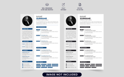 Minimal CV and Resume Template Vector