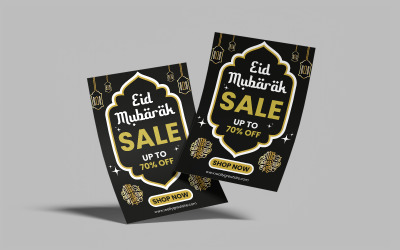 Modèle de Flyer de vente Eid Mubarak noir