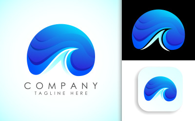 Beach logotyp design. havsvåg
