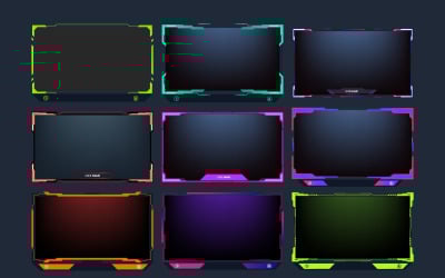 Live stream overlay template set vector