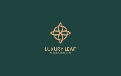 Logo d&amp;#39;art de ligne de feuille de luxe