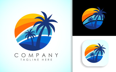 Modèle de conception de logo de plage 2