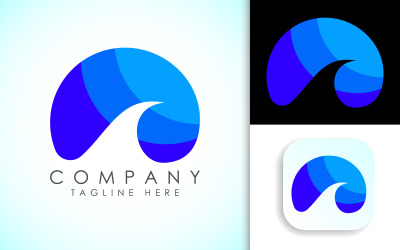Plaj logosu tasarımı. okyanus dalgası logosu