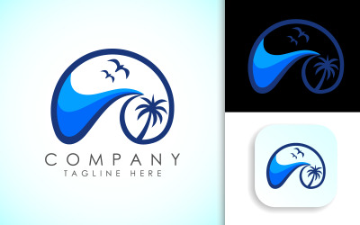 Plantilla de diseño de logotipo de playa moderna